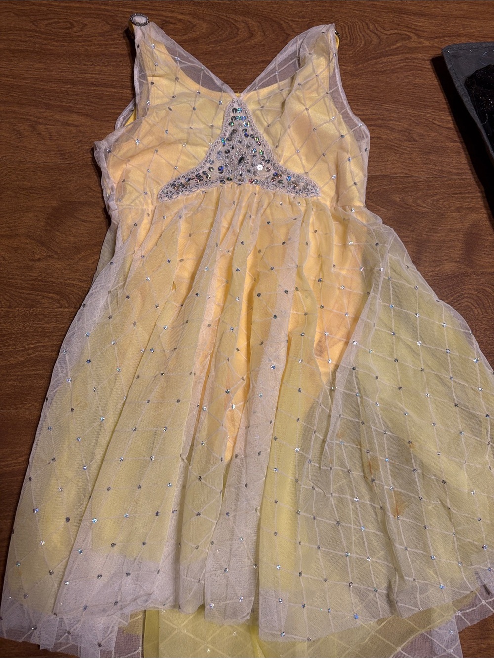 Figure Skating/Dance Revolution Pale Yellow Sequin Tulle Party Dress